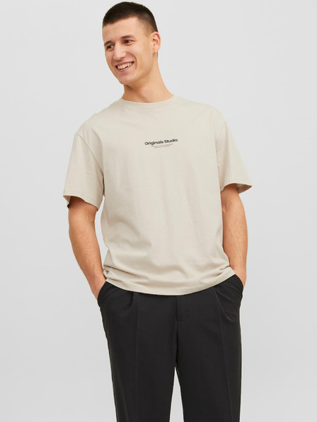 Jack & Jones Béžové pánské tričko Jack & Jones Vesterbro