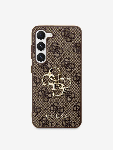 Guess Guess PU 4G Metal Logo Zadní Kryt pro Samsung Galaxy S23 Brown