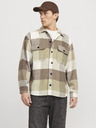 Jack & Jones Hnědo-béžová pánská svrchní kostkovaná košile Jack & Jones Bradley