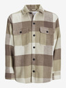 Jack & Jones Hnědo-béžová pánská svrchní kostkovaná košile Jack & Jones Bradley