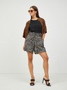 Vero Moda Hnědo-černé vzorované kraťasy se zavazováním VERO MODA Simply