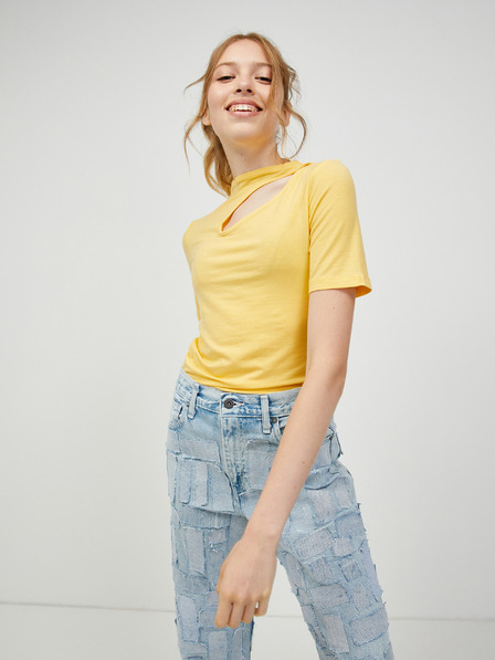 Vero Moda Žluté tričko s průstřihem VERO MODA Glow