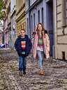 NAX Oranžovo-modrý klučičí pruhovaný svetr NAX MOERO