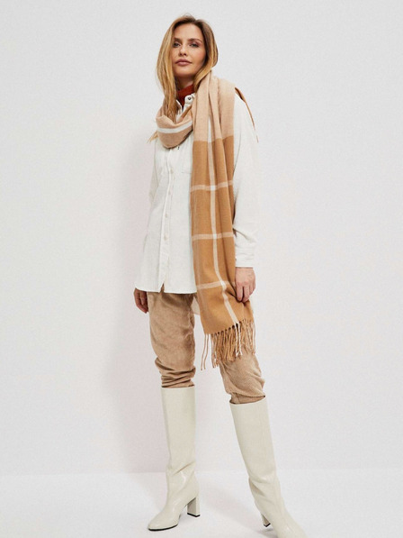 Moodo Check scarf with fringes