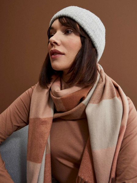 Moodo Check scarf with fringes