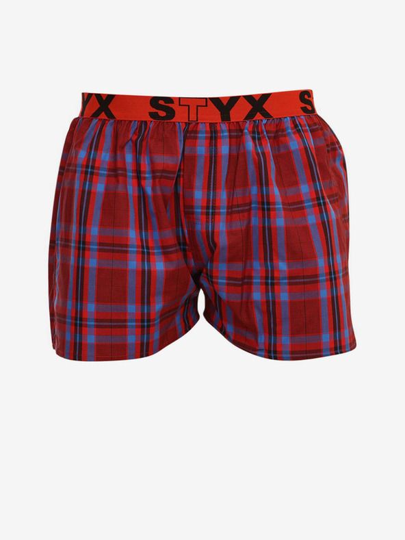 Styx Červené pánské kostkované trenýrky Styx
