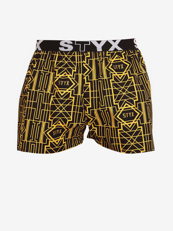 Styx Černo-žluté pánské trenýrky se sportovní gumou Styx art Gatsby