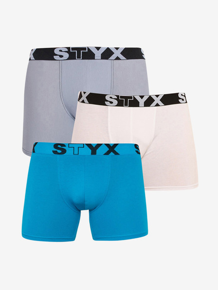 Styx Sada tří - pánské boxerky Styx long sportovní guma vícebarevné