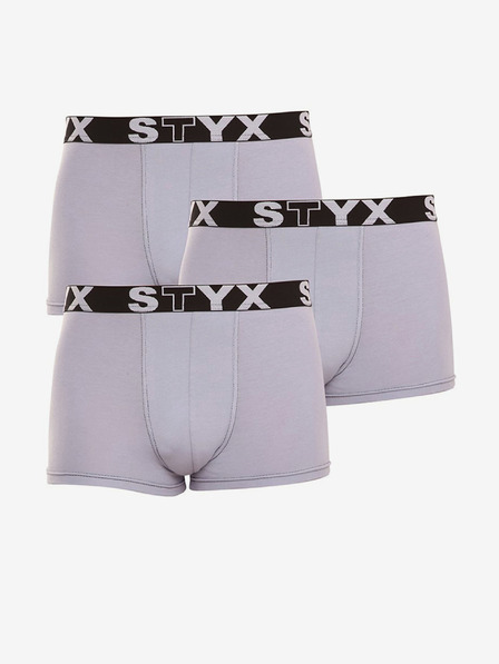Styx Sada tří - pánské boxerky Styx sportovní guma šedé