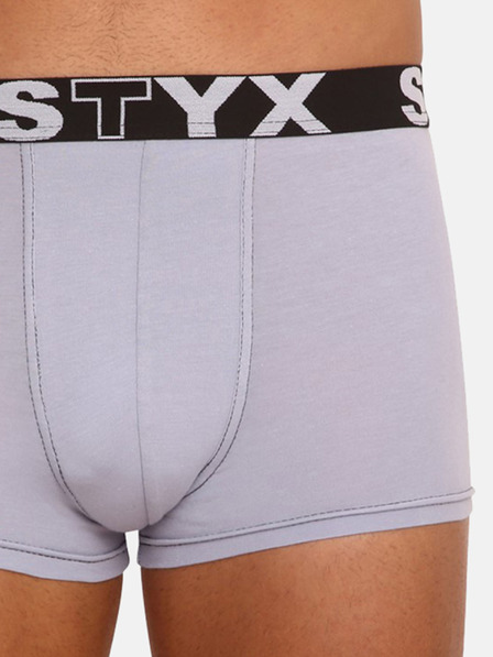 Styx Sada tří - pánské boxerky Styx sportovní guma šedé