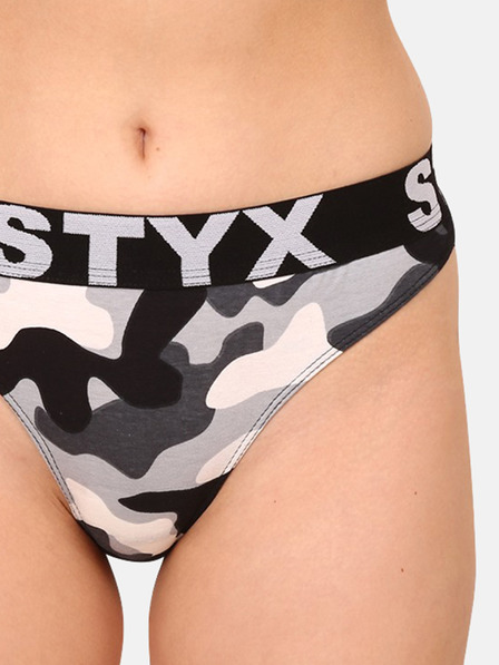 Styx Černo-šedá dámská army tanga Styx art Maskáč