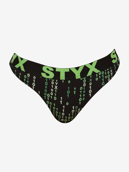 Styx Černo-zelená dámská vzorovaná tanga Styx art Kód