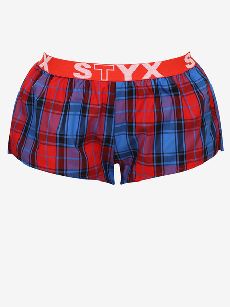 Styx Červeno-modré dámské kostkované trenýrky na spaní Styx
