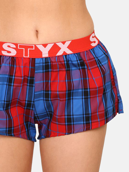 Styx Červeno-modré dámské kostkované trenýrky na spaní Styx