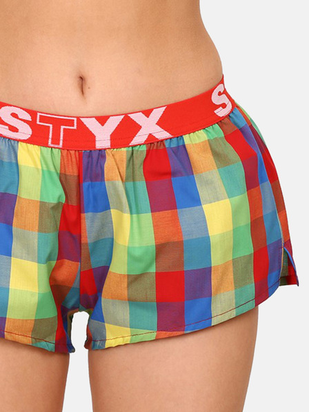 Styx Červeno-zelené dámské kostkované trenýrky na spaní Styx