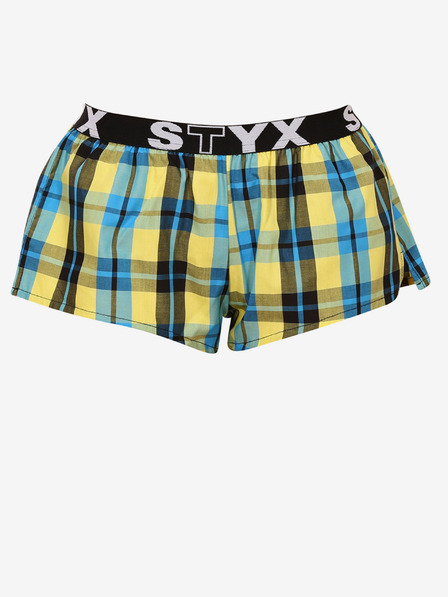 Styx Modro-žluté dámské kostkované trenýrky na spaní Styx