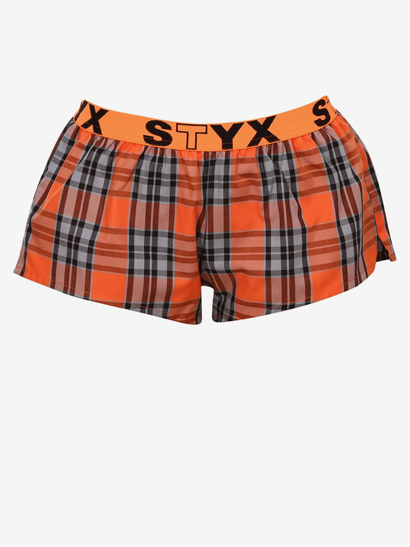 Styx Oranžové dámské kostkované trenýrky na spaní Styx