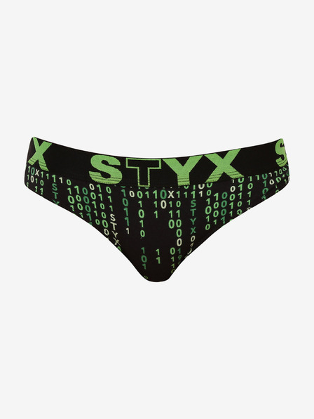 Styx Černo-zelené dámské vzorované kalhotky Styx art Kód