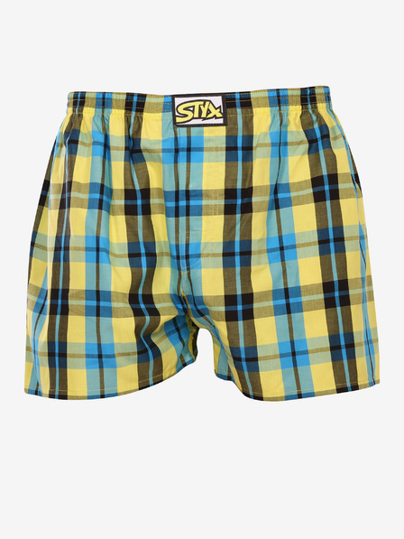 Styx Modro-žluté pánské kostkované trenýrky Styx