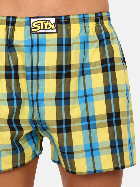 Styx Modro-žluté pánské kostkované trenýrky Styx