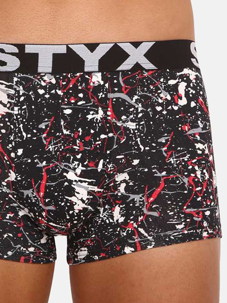 Styx Bílo-černé pánské vzorované boxerky Styx Jáchym
