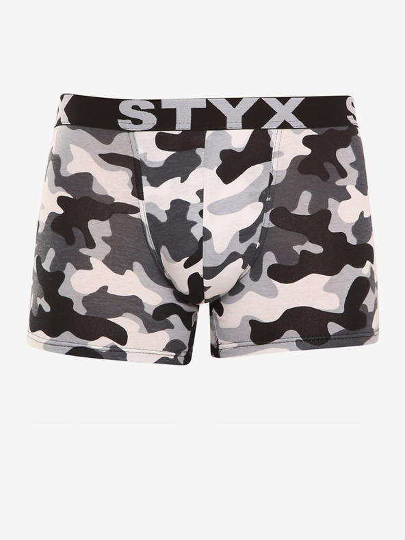 Styx Bílo-šedé pánské army boxerky Styx long art Maskáč