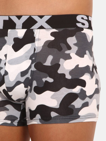 Styx Bílo-šedé pánské army boxerky Styx long art Maskáč
