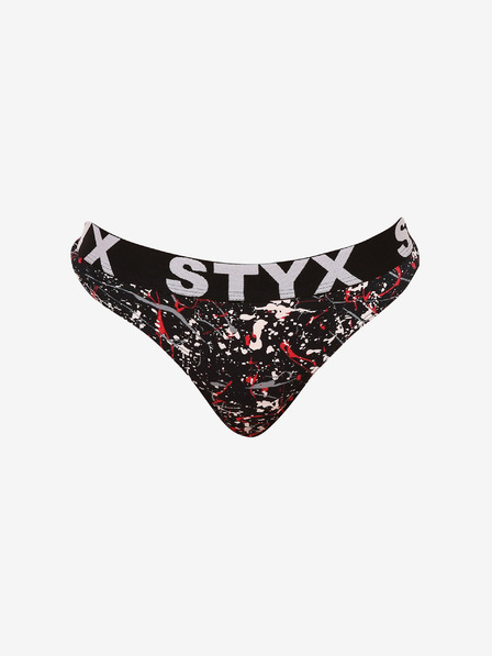 Styx Černá vzorovaná dámská tanga Styx art Jáchym