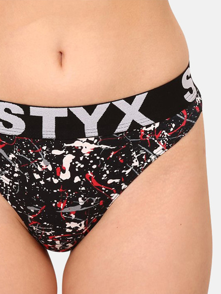 Styx Černá vzorovaná dámská tanga Styx art Jáchym