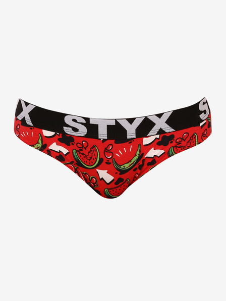 Styx Černo-červené dámské vzorované kalhotky Styx art Melouny