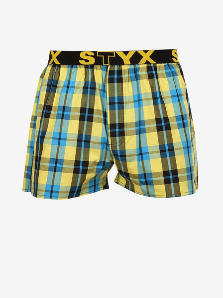 Styx Modro-žluté pánské kostkované trenýrky Styx