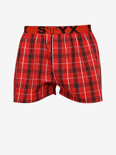Styx Červené pánské kostkované trenýrky Styx