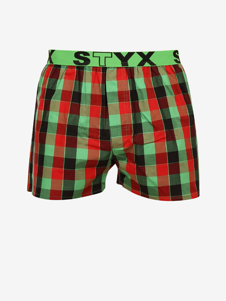Styx Červeno-zelené pánské kostkované trenýrky Styx