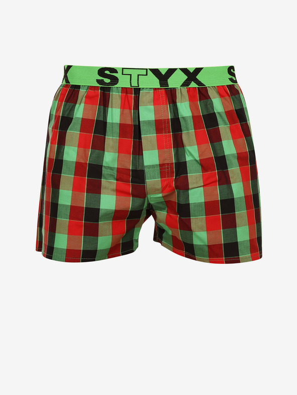 Styx Červeno-zelené pánské kostkované trenýrky Styx