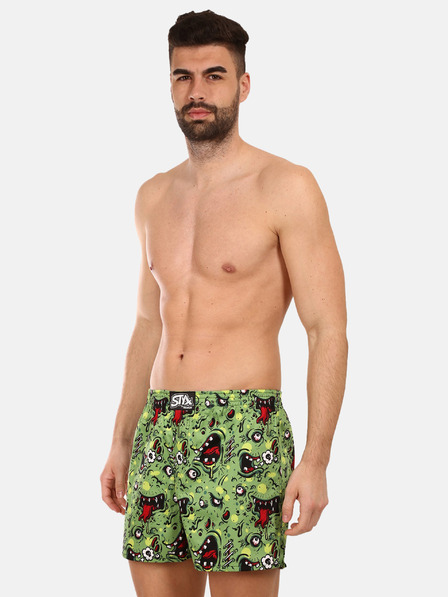 Styx Zelené pánské vzorované trenýrky Styx premium art Zombie