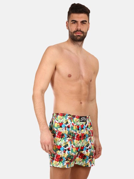 Styx Žluto-červené pánské vzorované trenýrky Styx premium art Emoji