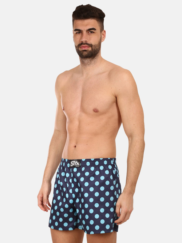 Styx Tmavě modré pánské trenýrky Styx premium art Puntíky
