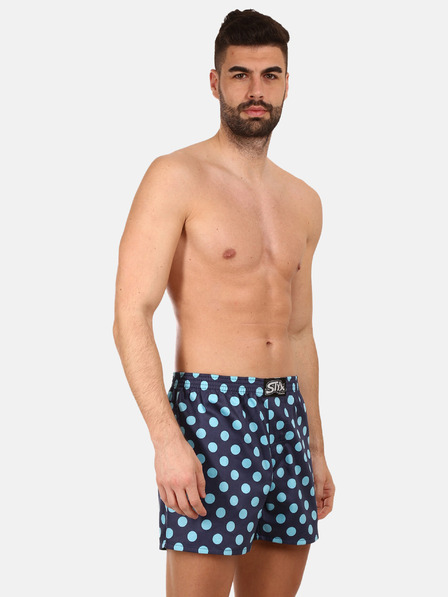 Styx Tmavě modré pánské trenýrky Styx premium art Puntíky