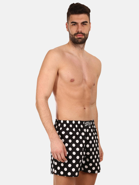 Styx Černé pánské trenýrky Styx premium art Puntíky