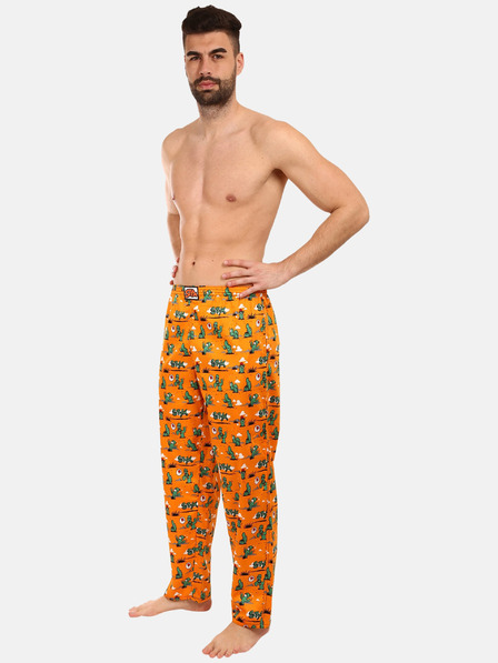 Styx Oranžové pánské vzorované kalhoty na spaní Styx Kaktusy