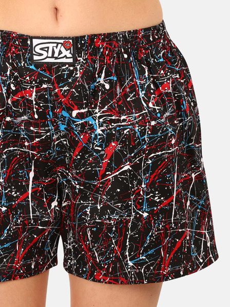 Styx Červeno-černé dámské vzorované trenýrky na spaní Styx Jáchym