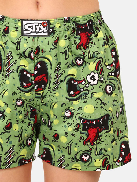 Styx Zelené dámské vzorované trenýrky na spaní Styx zombie