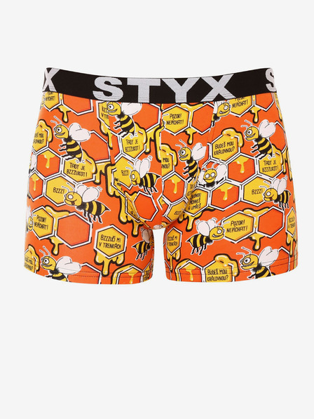 Styx Oranžové pánské vzorované boxerky Styx