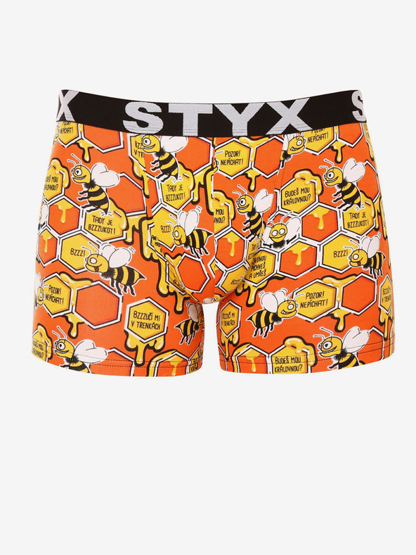 Styx Oranžové pánské vzorované boxerky Styx