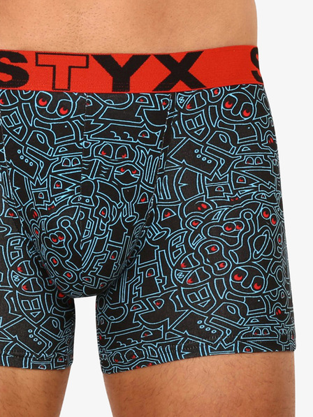 Styx Černé pánské vzorované boxerky Styx