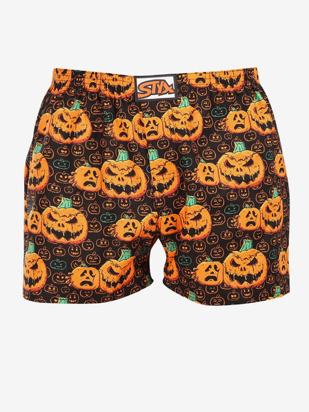Styx Oranžovo-hnědé pánské trenýrky Styx Halloween dýně
