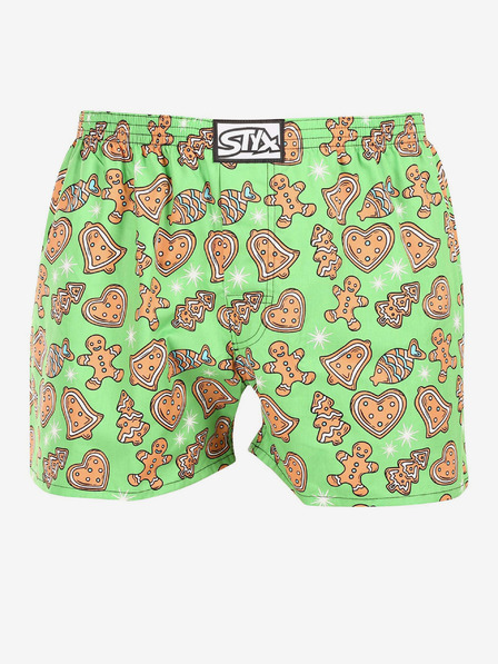 Styx Světle zelené pánské vánoční trenýrky Styx Vánoce perníčky