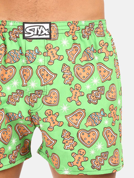Styx Světle zelené pánské vánoční trenýrky Styx Vánoce perníčky