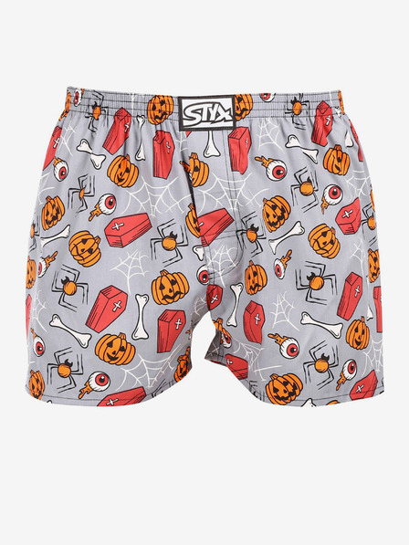Styx Oranžovo-šedé pánské trenýrky Styx Halloween rakve