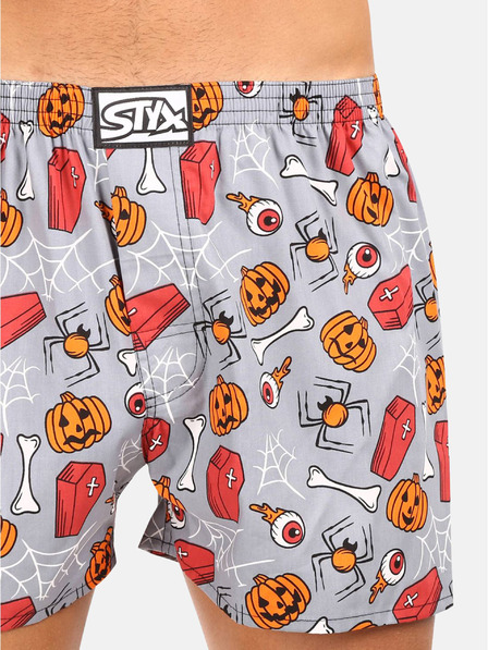 Styx Oranžovo-šedé pánské trenýrky Styx Halloween rakve